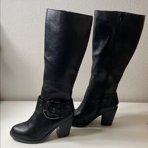 New Steve Madden Ransie Leather Black Knee High Heeled Boots